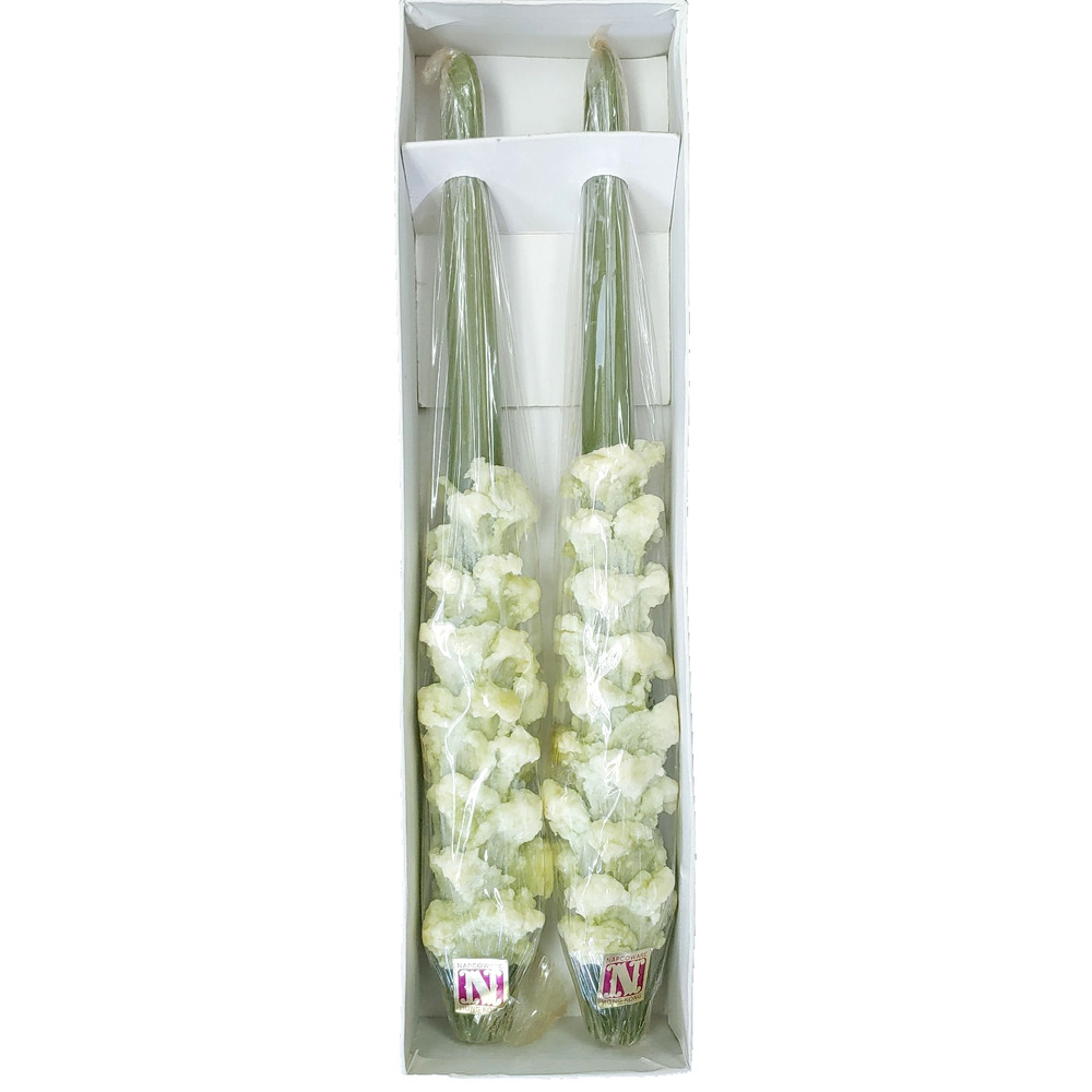 Napcoware Snow Drip Taper Candles Pair New Sealed Green 11.5 in Vintage MCM